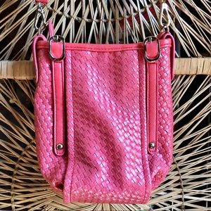 JUST MILLIE Woven Pattern Crossbody Bucket Bag